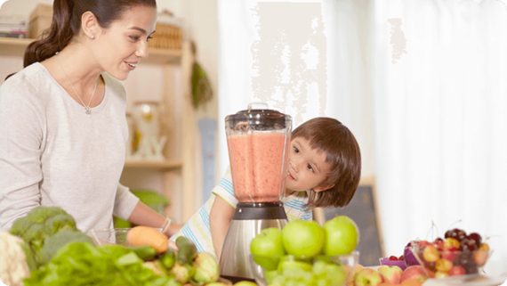 Kid curious the vegetables juice blending process