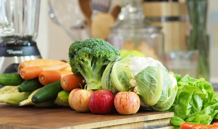 Various types of vegetables on table